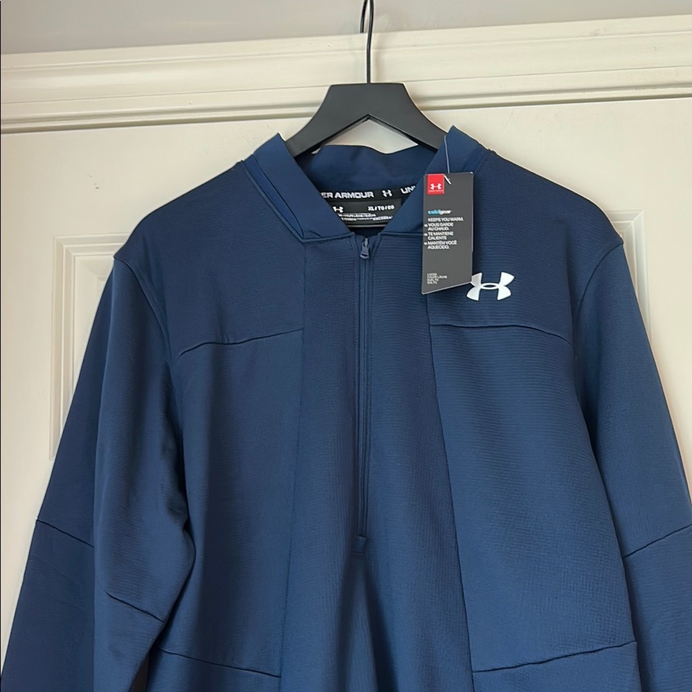 NWT Under Armour Men's 1/4 Zip Navy Blue - Picture 2 of 3